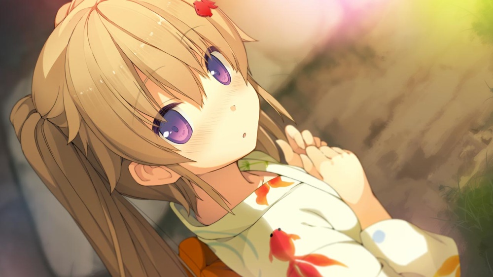 女の子が主人公の方を見ている
