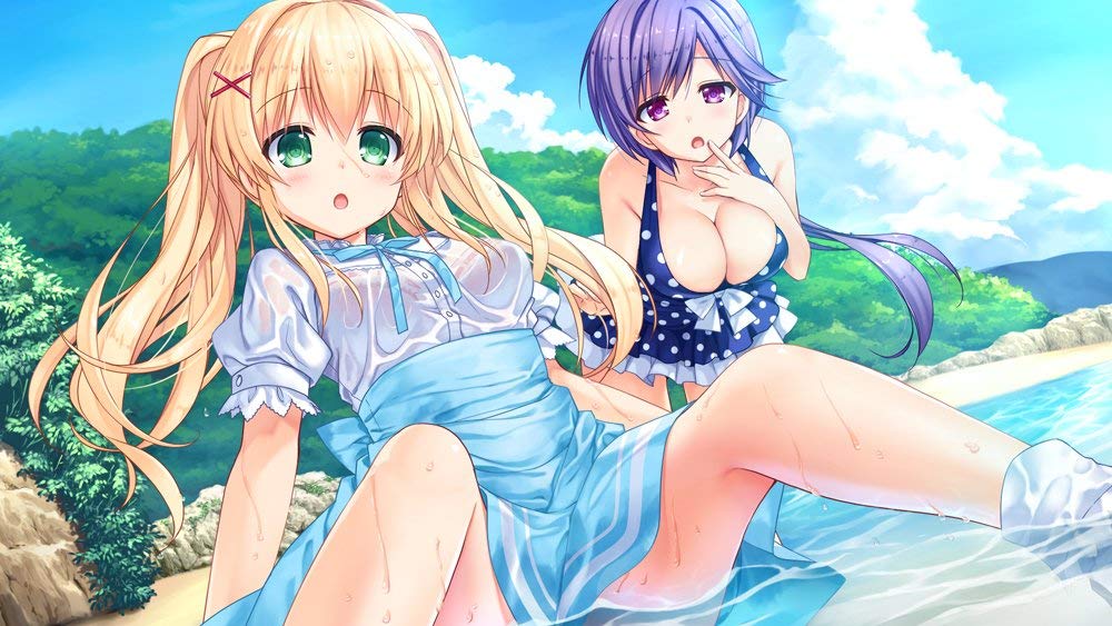 金髪の少女が水に濡れている
