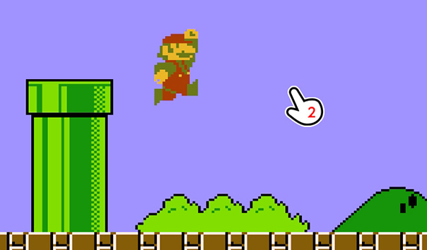 スーパーマリオブラザーズのゲーム画面にカーソルを当てている