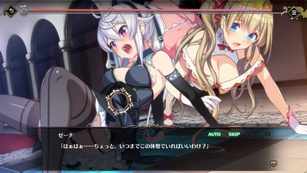 女の子2人がツイスターゲームをしている
