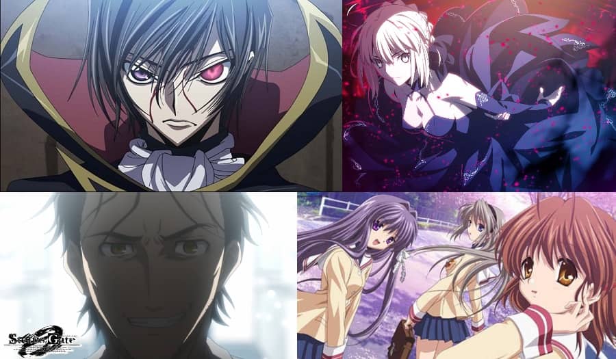 コードギアス 、Fate、シュタインズゲート、クラナド
