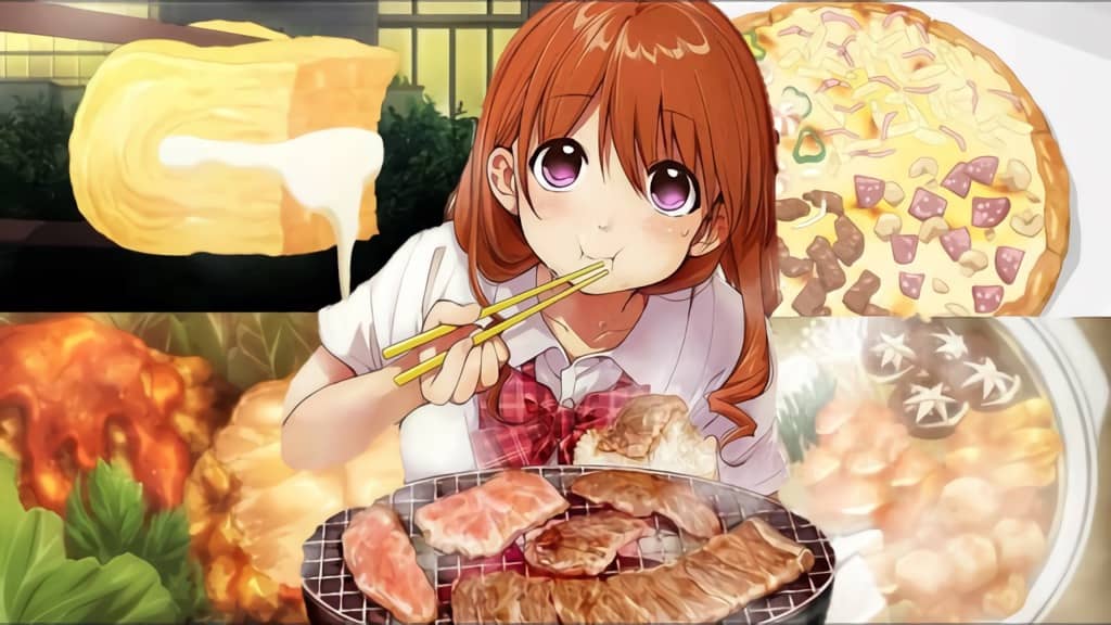 女の子が焼き肉を食べている
